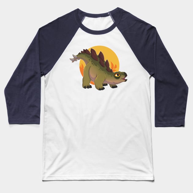 Striking Stego Baseball T-Shirt by WorldDinosaurs